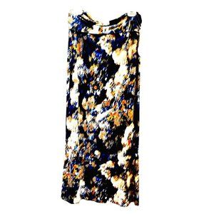 NWT Juniper Ln A Line Jersey Midi Slim Skirt Size L Multicolor Abstract Print